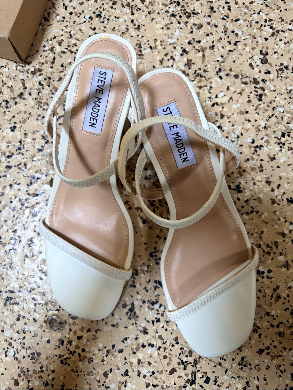Steve Madden Ivory Square-Toe Strappy Sandals